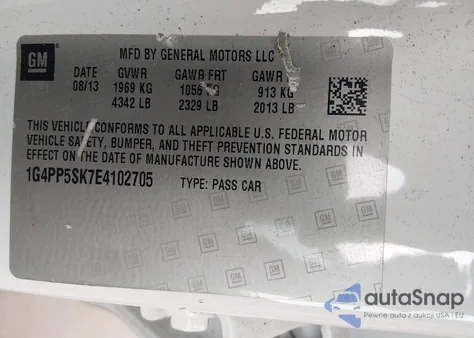 2014 Buick Verano from USA, damaged, VIN 1G4PP5SK7E4102705